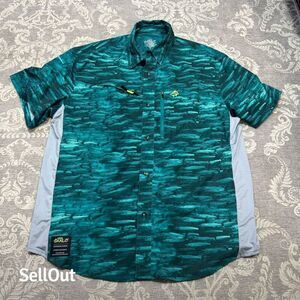 Loco Kaile Men's XL Green Graphic Print Fishing Shirt Short Sleeve